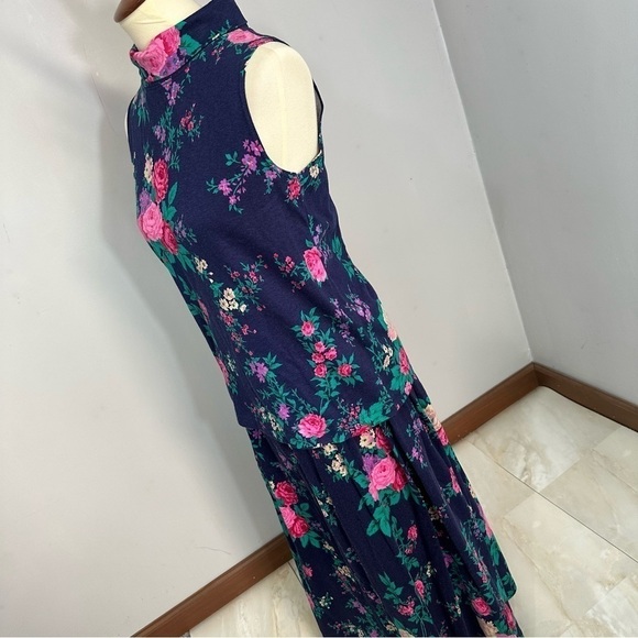 Vintage Floral Co-ord Jos A Bank Romantic Maxi Skirt Set Renaissance Cottagecore - Picture 11 of 16